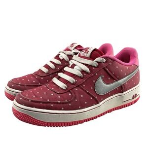 Nike Air Force 1 Shoes‎ Youth 6.5 Red Pink Dot Canvas Sports Casual Streetwear